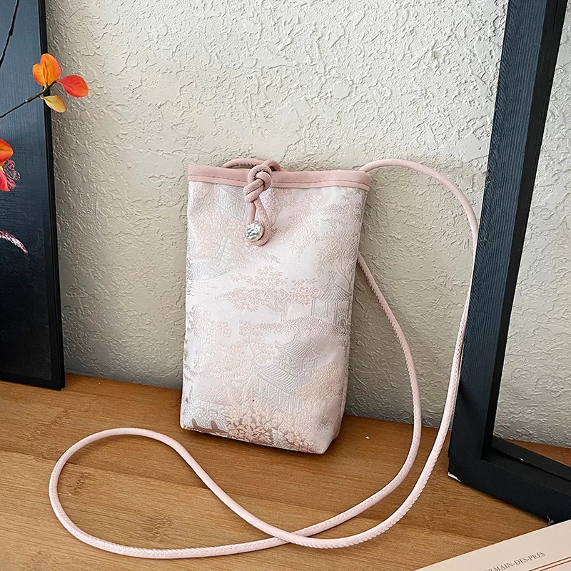 

Small Crossbody Bag Chinese Style Fashionable Embroidery Simple Coin Purse Vertical Handbag Phone One Shoulder Crossbody Bags