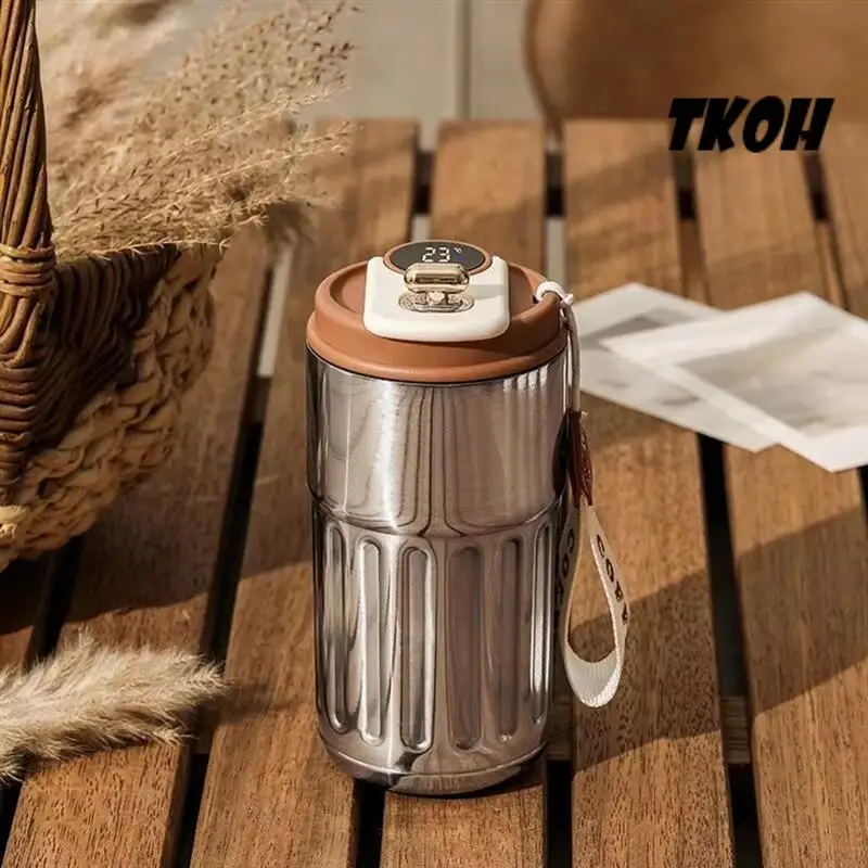 TKOH-Stainless Steel Insulated Cup Display Temperature Coffee Cup Intelligent Car Mounted Water Cup Gift Drinking Tool