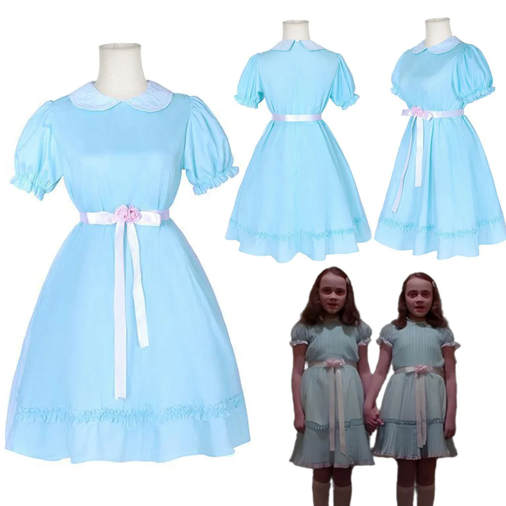 

Fantasia The Shining Twins Cosplay Dress 1980 Horror Movie Disfraz Costume Adult Women Fantasy Halloween Carnival Party Outfits