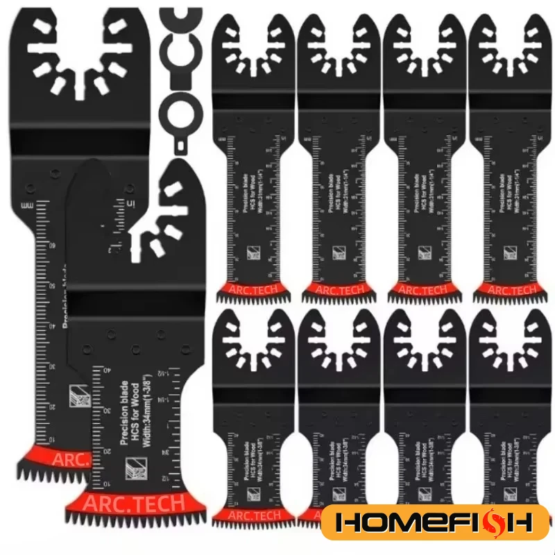 10Pcs Japanese Oscillating Saw Blades High Carbon Steel Bi-Metal Curved Edge Multitool Blades Sharp Wear Resistant Cutter Blade