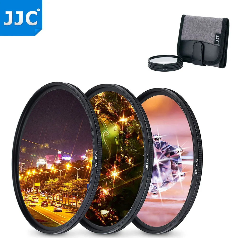 JJC Variable Star Filter Cross Screen Starburst Filter Kit 4 6 8 Lines for Canon Nikon Sony Olympus Pentax with Lens Filter Case