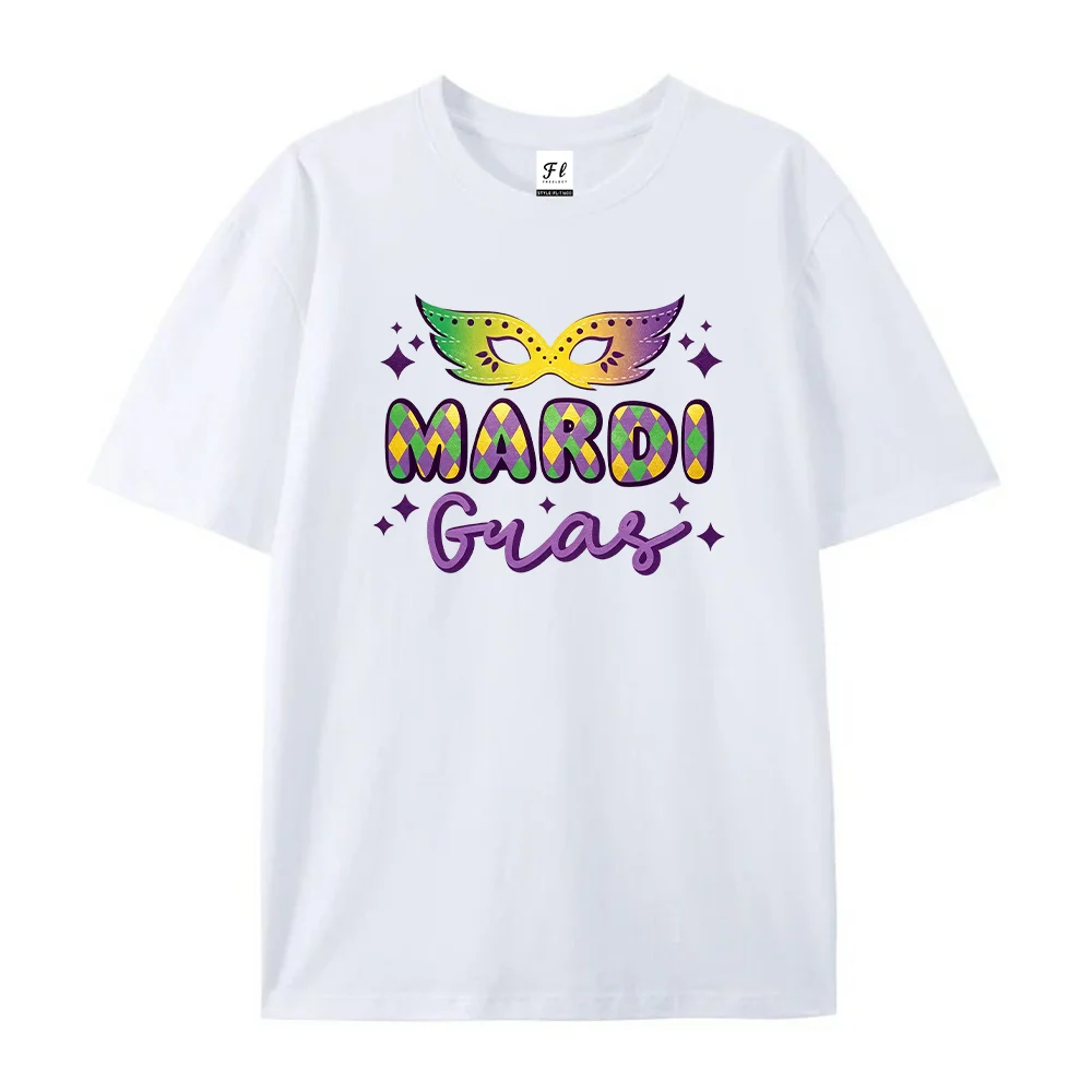 Women T Shirt Mardi Gras Carnival Mask Graphic Print Short Sleeve Cotton Casual Loose Tee Top Fashion Plus Size Female Clothes