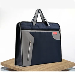 A4 Documents File Bag Folder Fashion Portable Canvas Briefcase Double Zipper Document Bags Data Document Office Storage