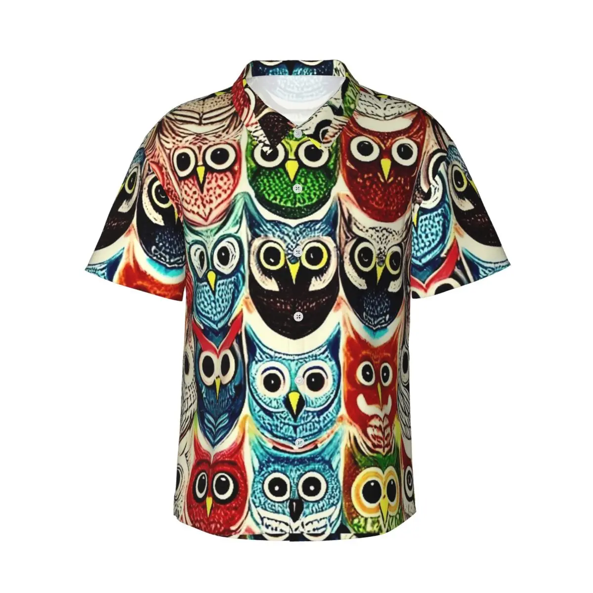 

Гипнотиз, Гавайская рубашка с принтом совы, мужские повседневные рубашки для отпуска, с коротким рукавом Y2K, уличный дизайн, элегантные блузки большого размера