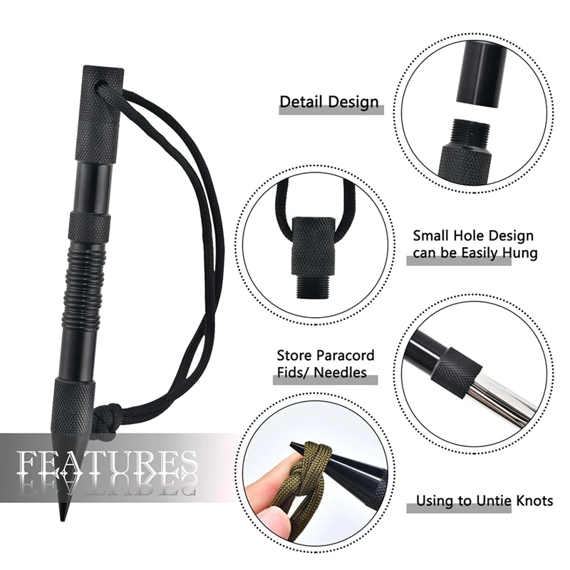 12 ชิ้น Paracord ชุดเครื่องมือ Paracord สแตนเลส Knotter Marlinspike, Paracord เย็บ Lacing เข็ม