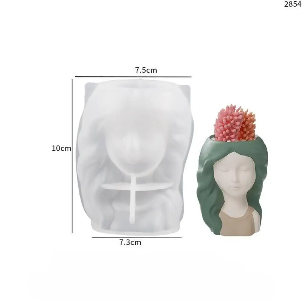 Molde de silicone para artesanato artesanal DIY, bonito Flower Pot menina, resina epóxi gesso vela, decoração de cristal, vaso ferramenta, epóxi