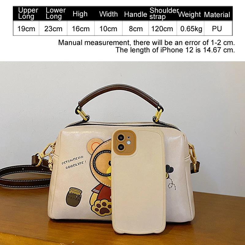 Boston shape Handbag for women Luxury design Totes Bag For Girl Fashion Women\'s Bag Cute Bear Women Crossbody Bag Shoulder Bag