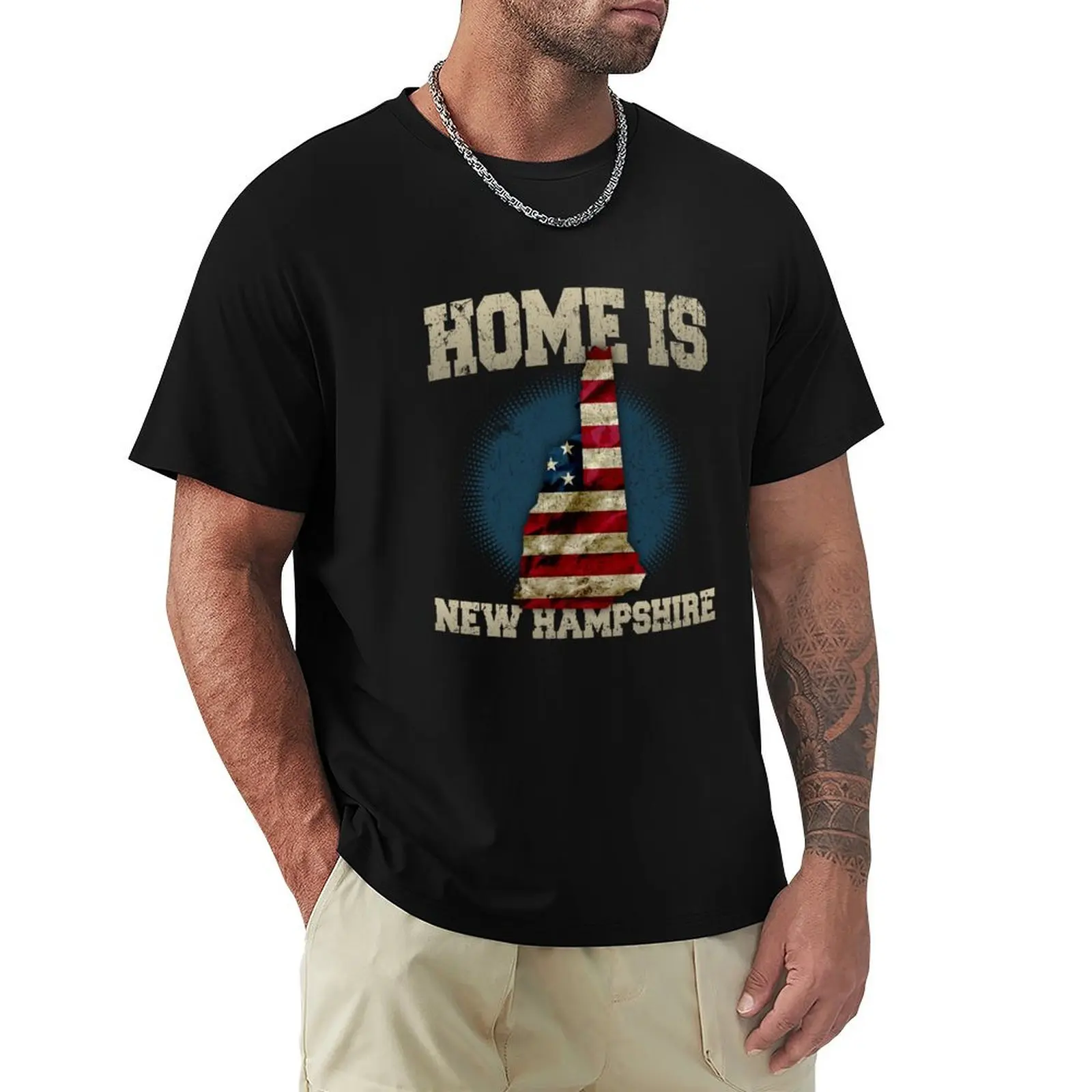 Home is New Hampshire USA US map gift unique fans Proud Strong Support T-Shirt Big Size Loose Fit Tee Shirt