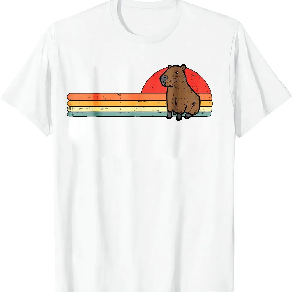 Capybara Chest Sunset Retro Capy Rodent Men Women Kids Youth T-Shirt Vintage Clothes Tops Summer Casual T Shirt Ropa Hombre