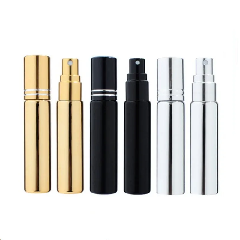200Pcs 5/10ml Perfume Bottle UV Aluminum Spray Bottle Sample Clear Glass Vials Portable Travel Atomizer