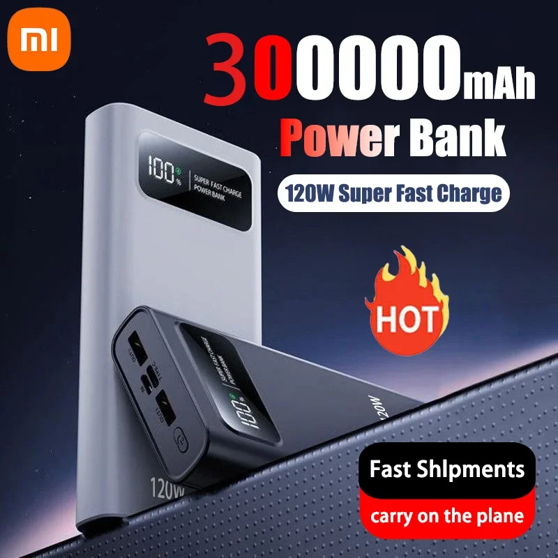 

Xiaomi 120W Power Bank High Capacity 300000mAH Super Fast Charging External Battery for iphone Samsung Vivo