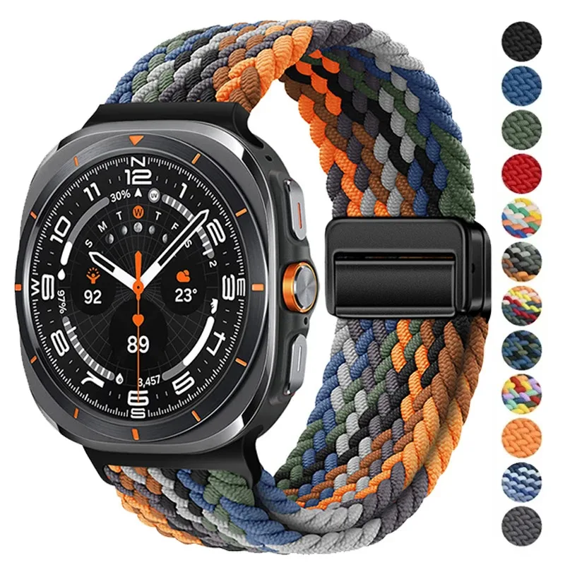 

Для Samsung Galaxy Watch 7 Ultra ремешок 47 мм, аксессуары, магнитный нейлоновый плетеный спортивный браслет Correa Galaxy Watch 7 U ltra Band