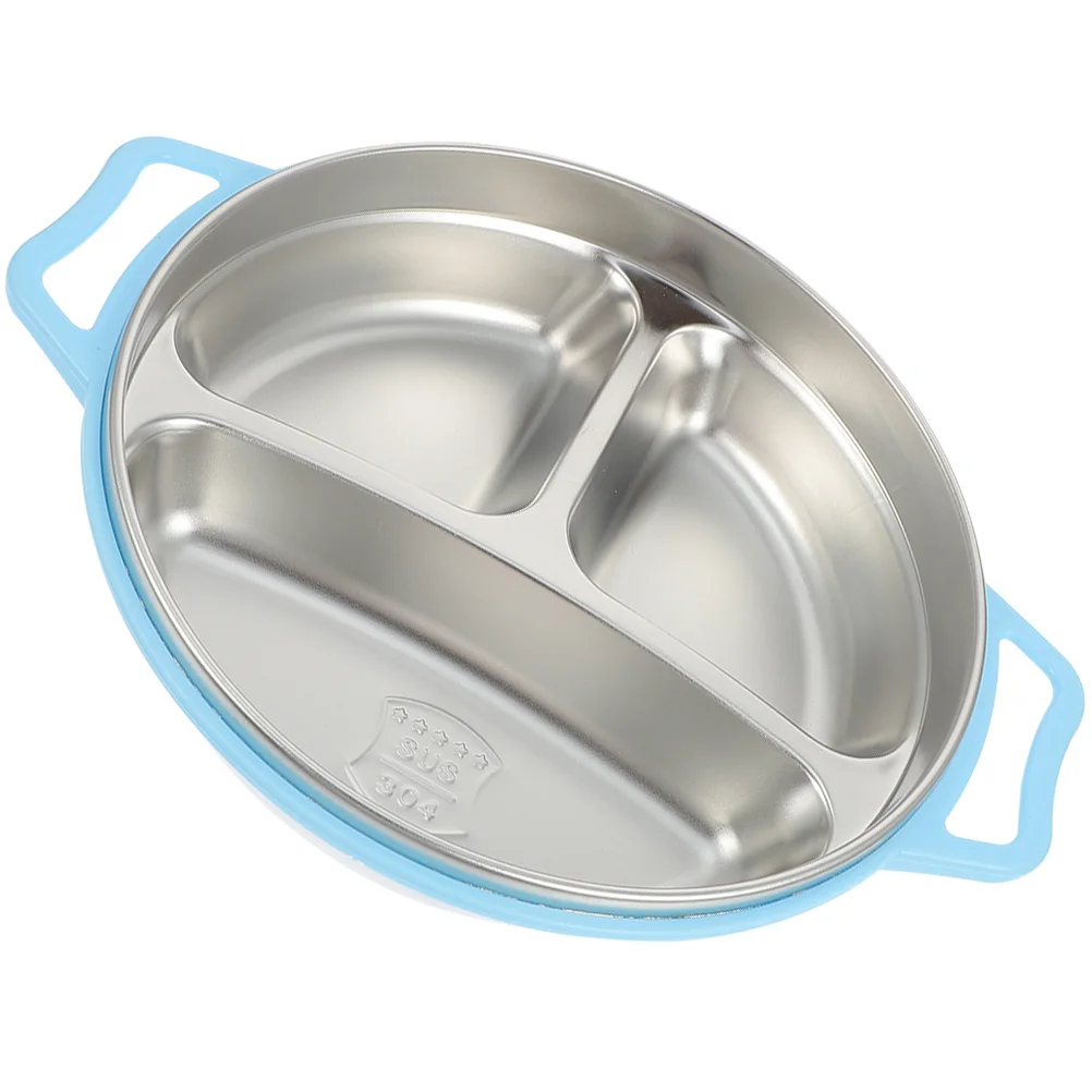 

Compartment Plate Snack Dish Tray Tableware Home Divided Food Stainless Steel for Toddler Cake