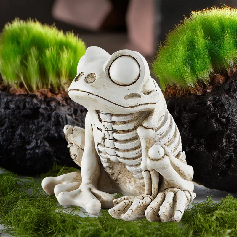 HW Modello di scheletro di rana Statua di scheletro di animale di Halloween Realistico scheletro di animale terrificante Decor Ornamenti di rana