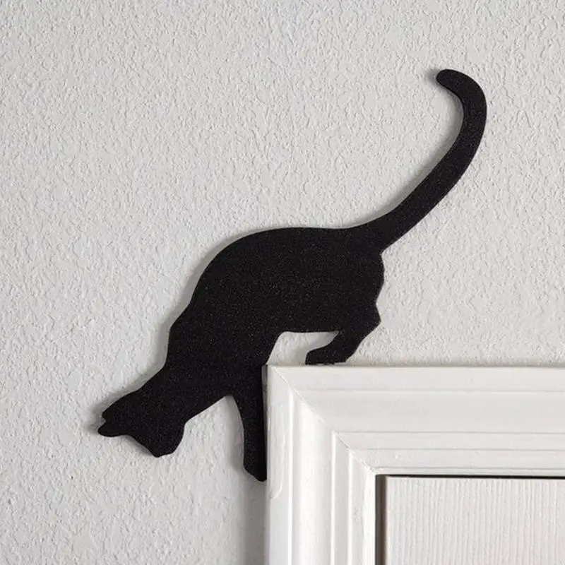 Black Cat Indoor Halloween Decorations Halloween Door Corner SignCat SilhouetteDecorative Signs & Plaques for Living Room