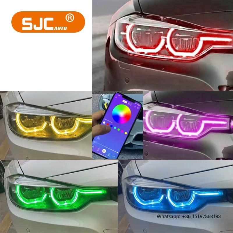 SJC Auto für BMW 3er F30 DRL RGB-Modul 2016–2019 Buntes Modul Angel Eyes APP-Steuerung Tagfahrlicht NUR LCI-LED