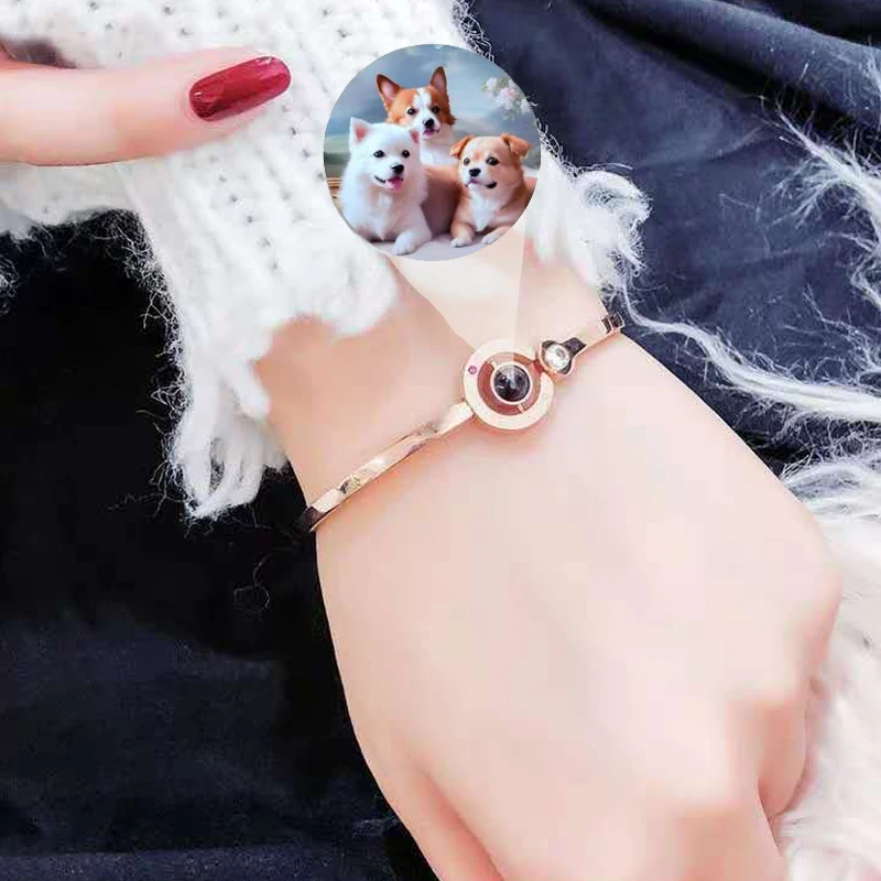 

Customized Projection Photo Opening Bracelet Personalized Photo Women's Bracelet Commemorative Gift Pet Dog Photo Projection