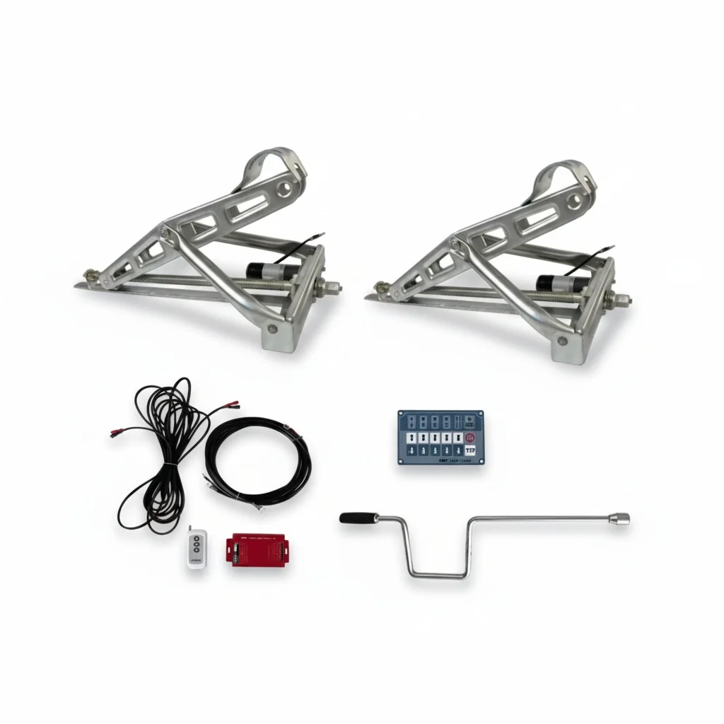 

Electric Stabilizer Jack Stand, 12V C-style Trailer Support Leg, 675x280mm Electric Power Jack for RV Caravan Trailer