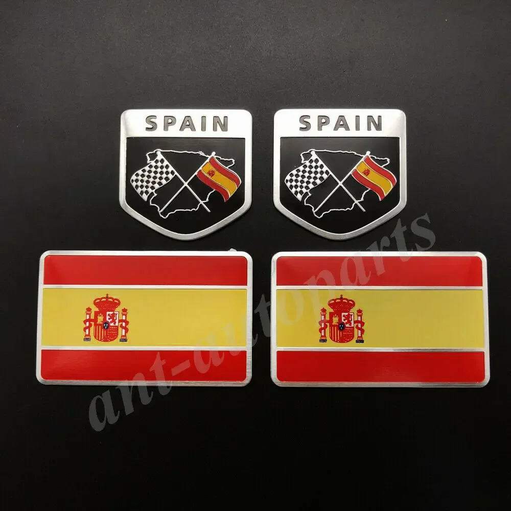

4x Metal Spain Spanish Flag Car Emblem Badge Motorcycle Fairing Sticker Decals