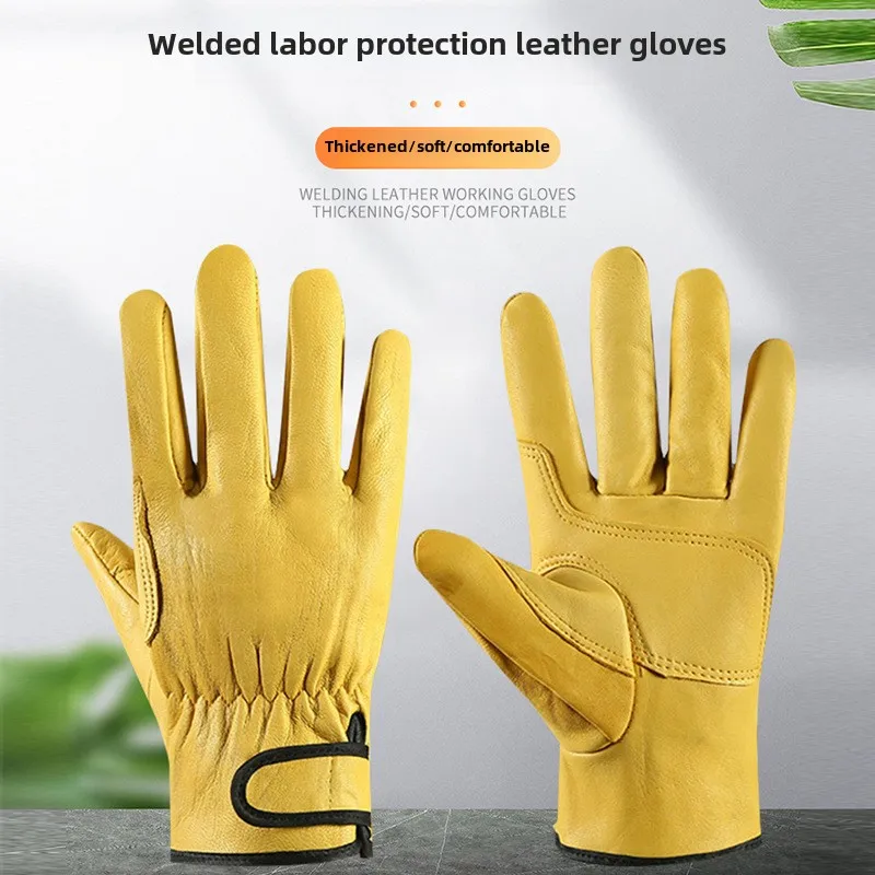 Men Work Gloves Soft leather Driver Hunting Driving Farm Garden Welding Security Protection Safety Workers Mechanic Gloves