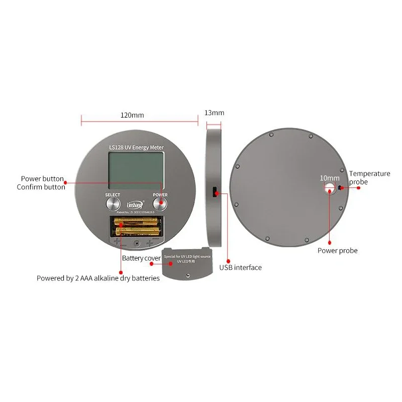 UV Energy Meter LS128  Power Puck Integrator with  Temperature Curve  for A LED  Curing Tester