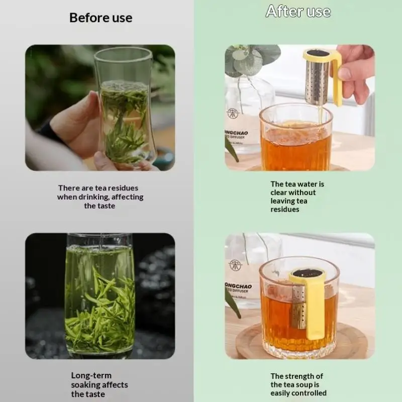 Creative Stainless Steel Clip Hanging On Cup Tea Strainer Cup Clamp Tea Infuser With Handle Fine Filter For Home Office Daily view 5