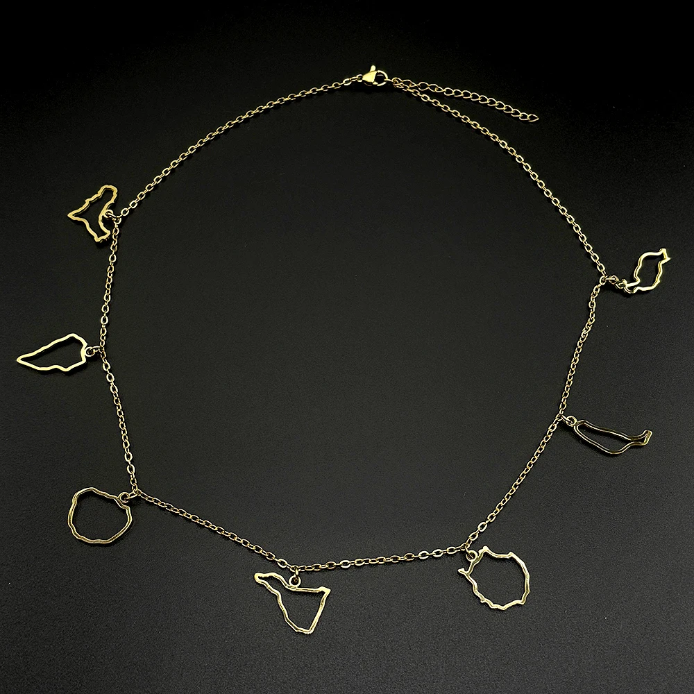 Spain Canary Islands El Hierro La Palma La Gomera Tenerife Gran Canaria Fuertevetura Lanzarote Choker Necklaces Women Jewelry