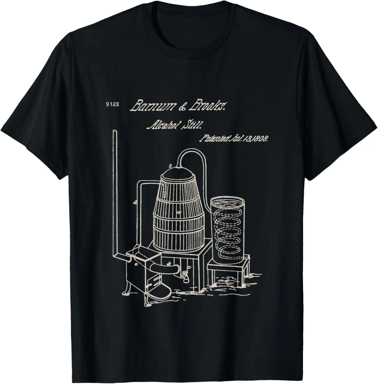 Moonshine Alcohol Still Patent Blueprint T-Shirt