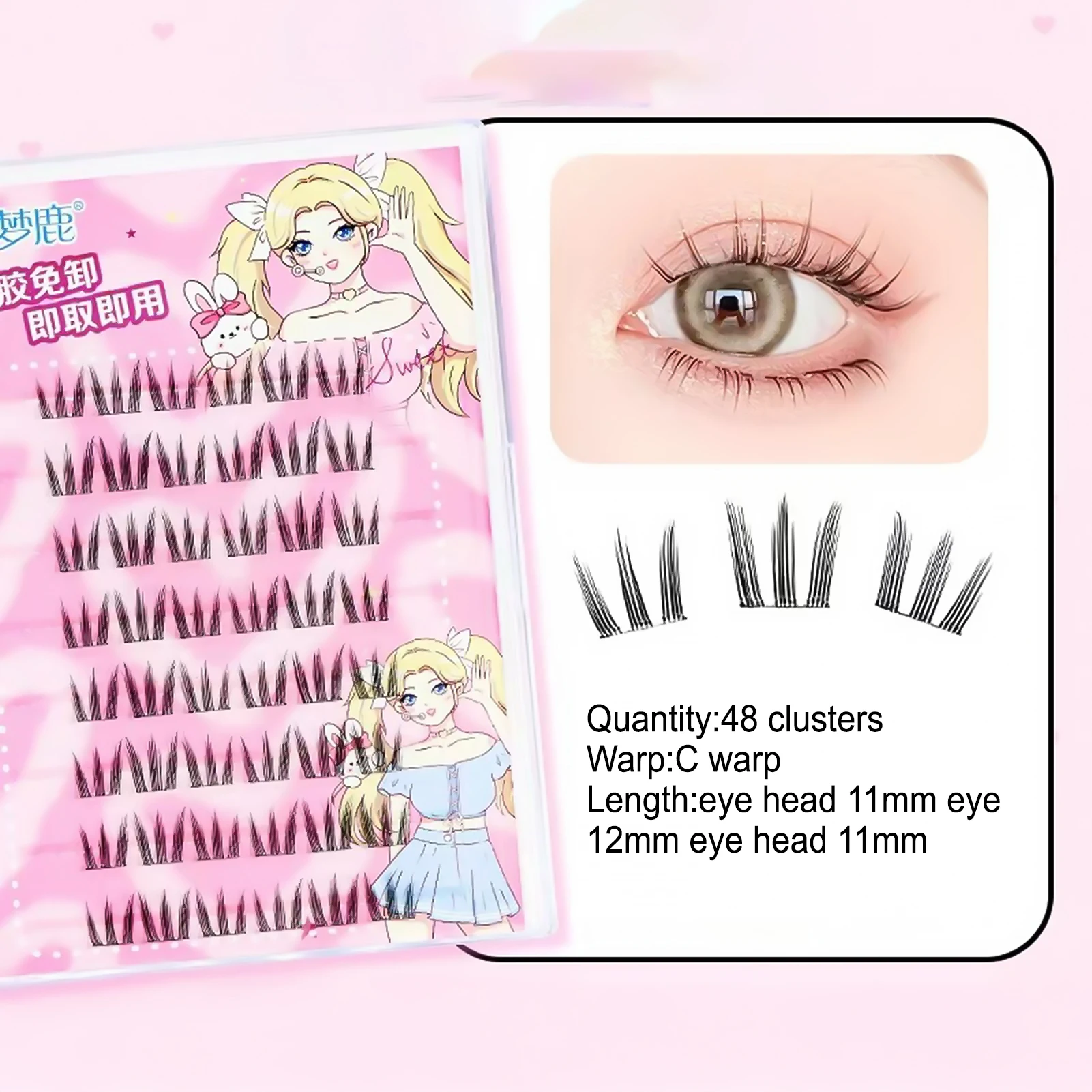 Sztuczne rzęsy DIY bez kleju, koreański styl, naturalne długie rzęsy w kępkach, samoprzylepne rzęsy dla kobiet.