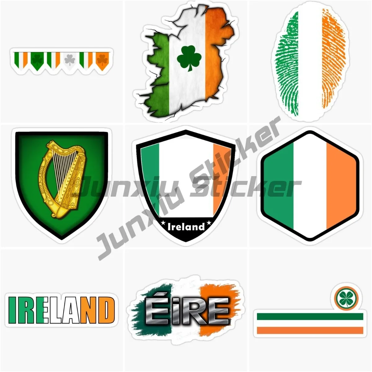 Irish Flag Emblem Car Stickers Vinyl Self Adhesive Flowers Suitable for Motorcycle and Bicycle Decoration Stickers