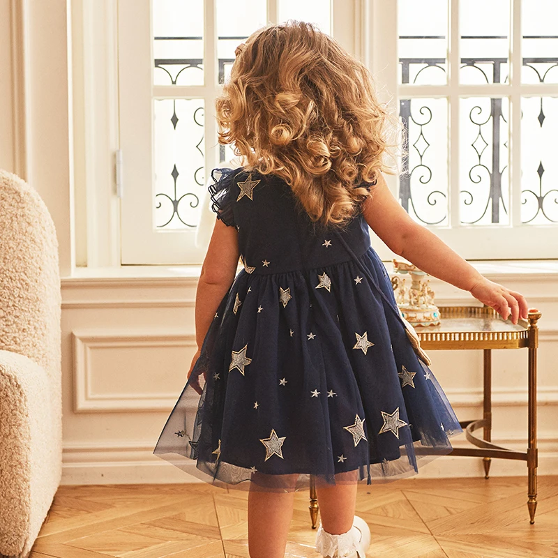 Dave Bella Summer Baby Girls Mesh princess Dress Fashion Party Dress Kids Girl Infant Lolita Star Ruffle Dress DB2235492