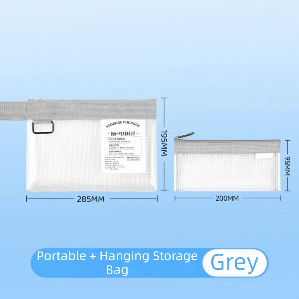 with Zipper and Handle Project Bag Mesh PVC Multifunctional Mesh Art Bag Waterproof Large Capacity Storage Bag Office Supplies