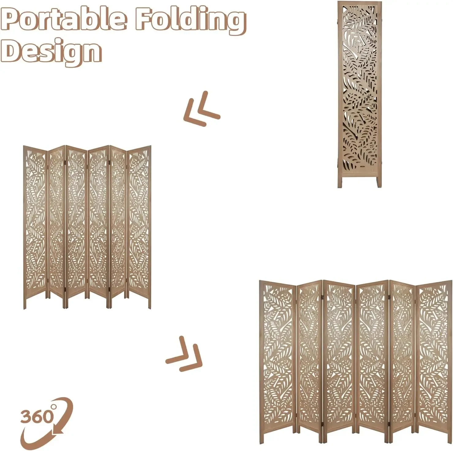 ตัวแบ่ง, ตัวแบ่งไม้ 6 แผง และหน้าจอความเป็นส่วนตัวแบบพับได้, ฉากกั้นห้องฉากกั้นแบบอิสระสําหรับ