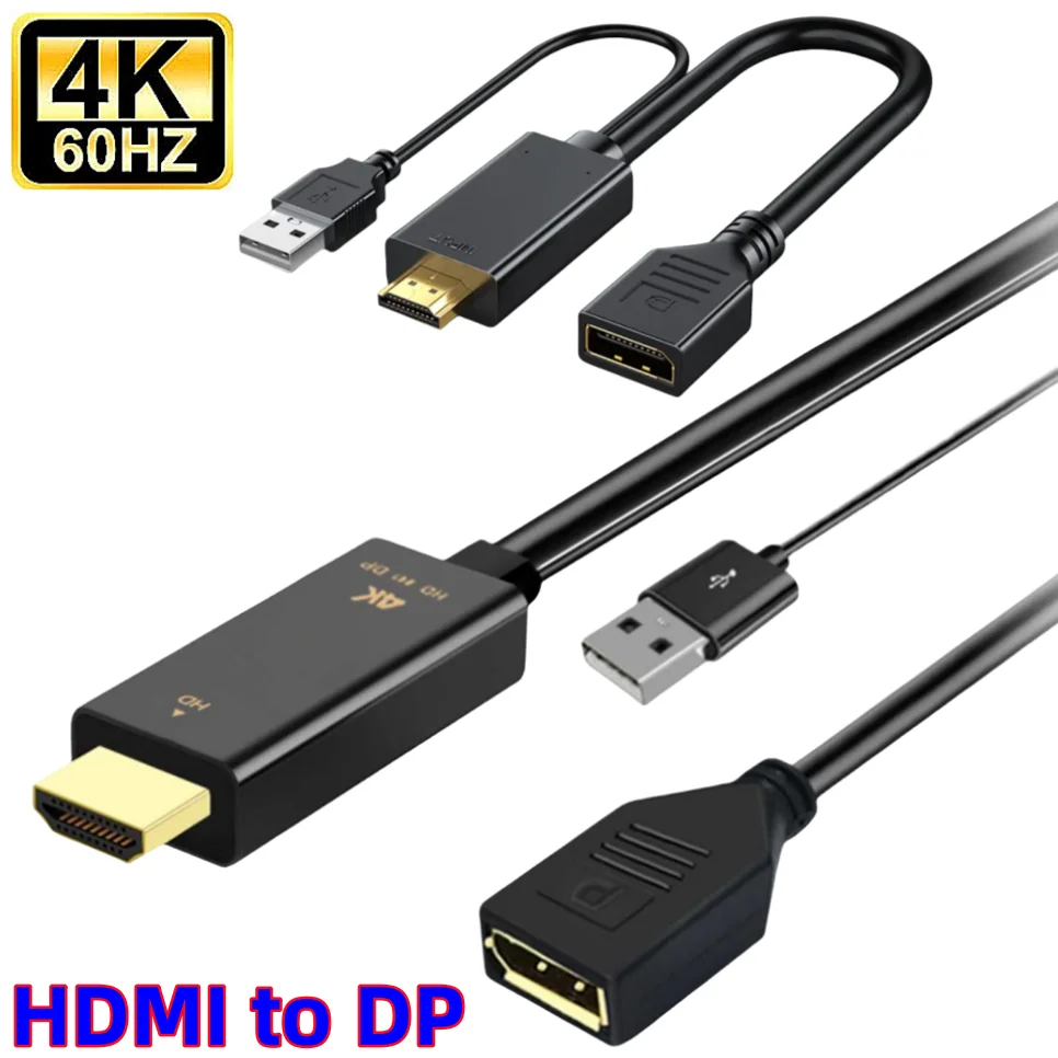 1.8M 4K 60HZ HDMI To Displayport Converter Cable HDMI 2.0 To DP Female Adapter For PC TV Box Xbox PS4 PS5 Laptop HD DP Cable