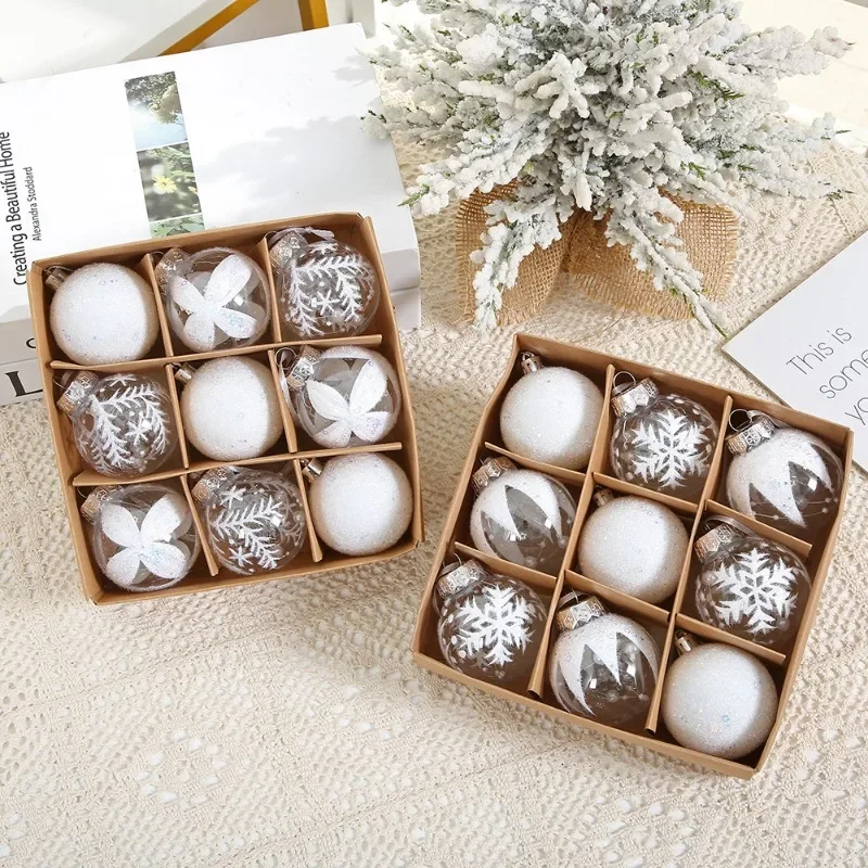 

Dia. 6CM Christmas Hanging Ball Xmas Tree Ornament Home Decoration Snowflake Christmas Ball White Drop Ornament