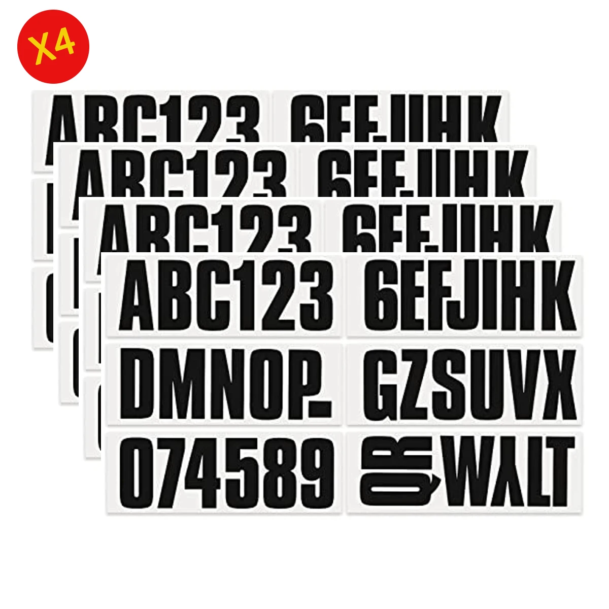 Uniline Black Super Sticky 4 Alpha Numeric Numbers Naklejki Naklejki na łodzie motorowe, pontony, żebra, PVC i łodzie.