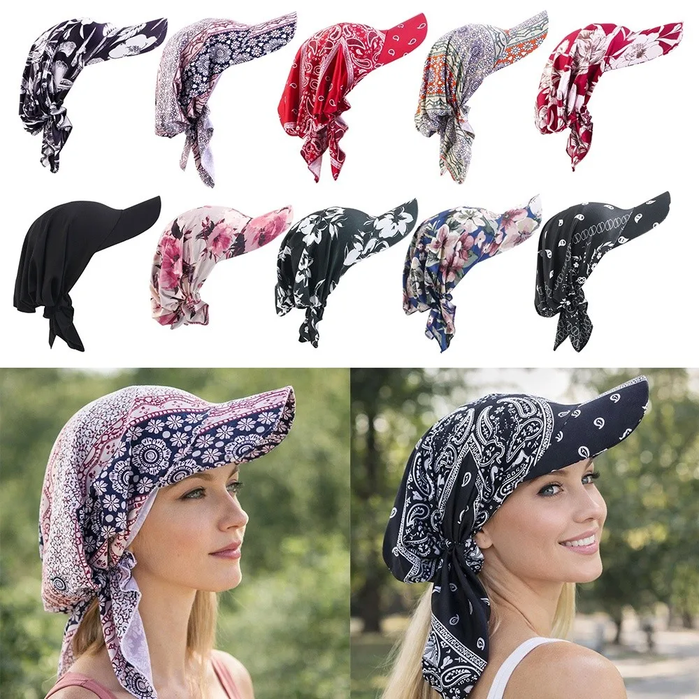 Paisley Print Hijab Caps Square Shape Elastic Islamic Bottoming Hat Adjustable Breathable Baseball Cap Outdoor Sunshade