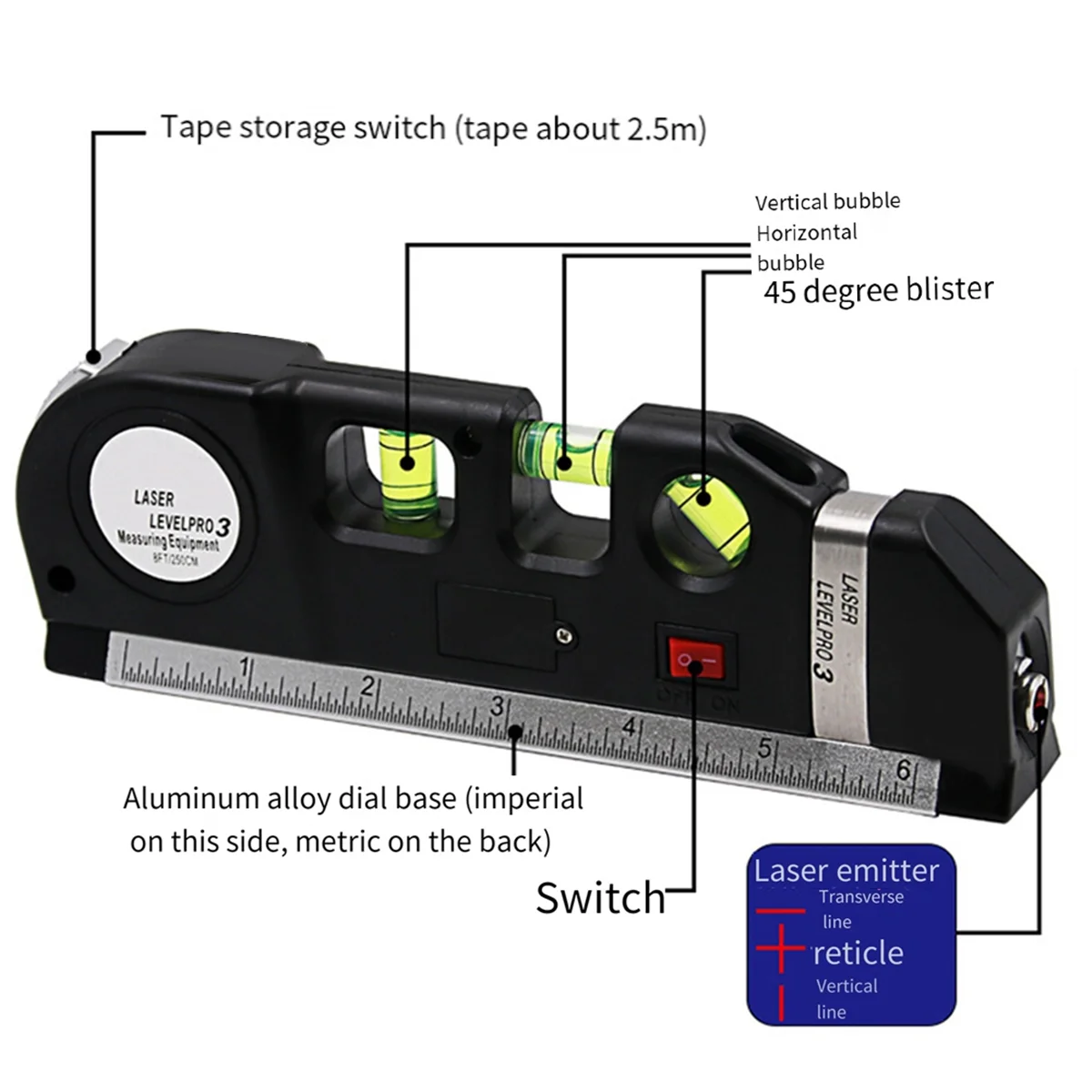 

New Multipurpose Laser Ruler Laser Multifunctional Laser Level and Spirit Level Metric Rulers Laser Straight Line Horizon