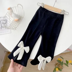 Girls Bowknot Split Flare Pants 1-8 Years Old GirlsComfortable Pants Baby Outwear Pants Modal Pants