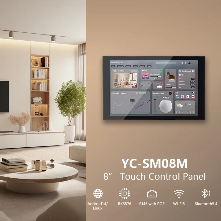 Android/Linux Touch Screen Metal Enclosure Smart Panel Panel with RK3576 USB Type-C for Smart Home Control