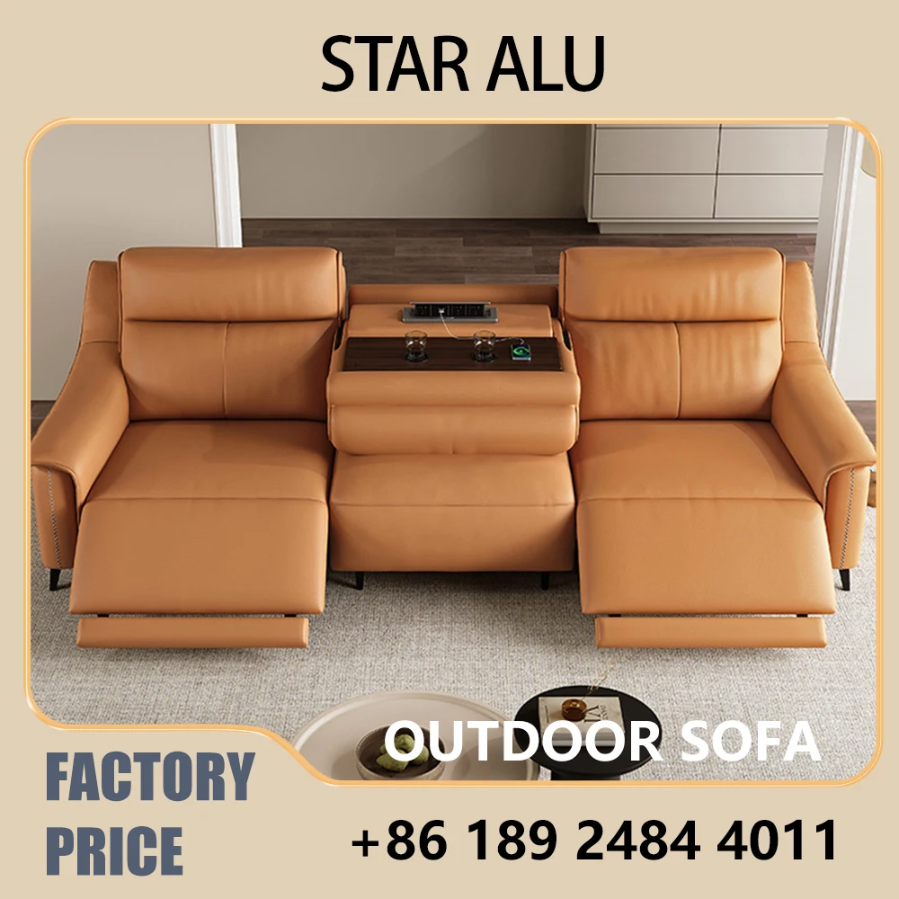 Sofá Seccional Moderno de Cuero con Reclinable Eléctrico, 3.34ric, Diseño Modular con Chaise Longue, Ahorra Espacio para Salas de Estar Pequeñas