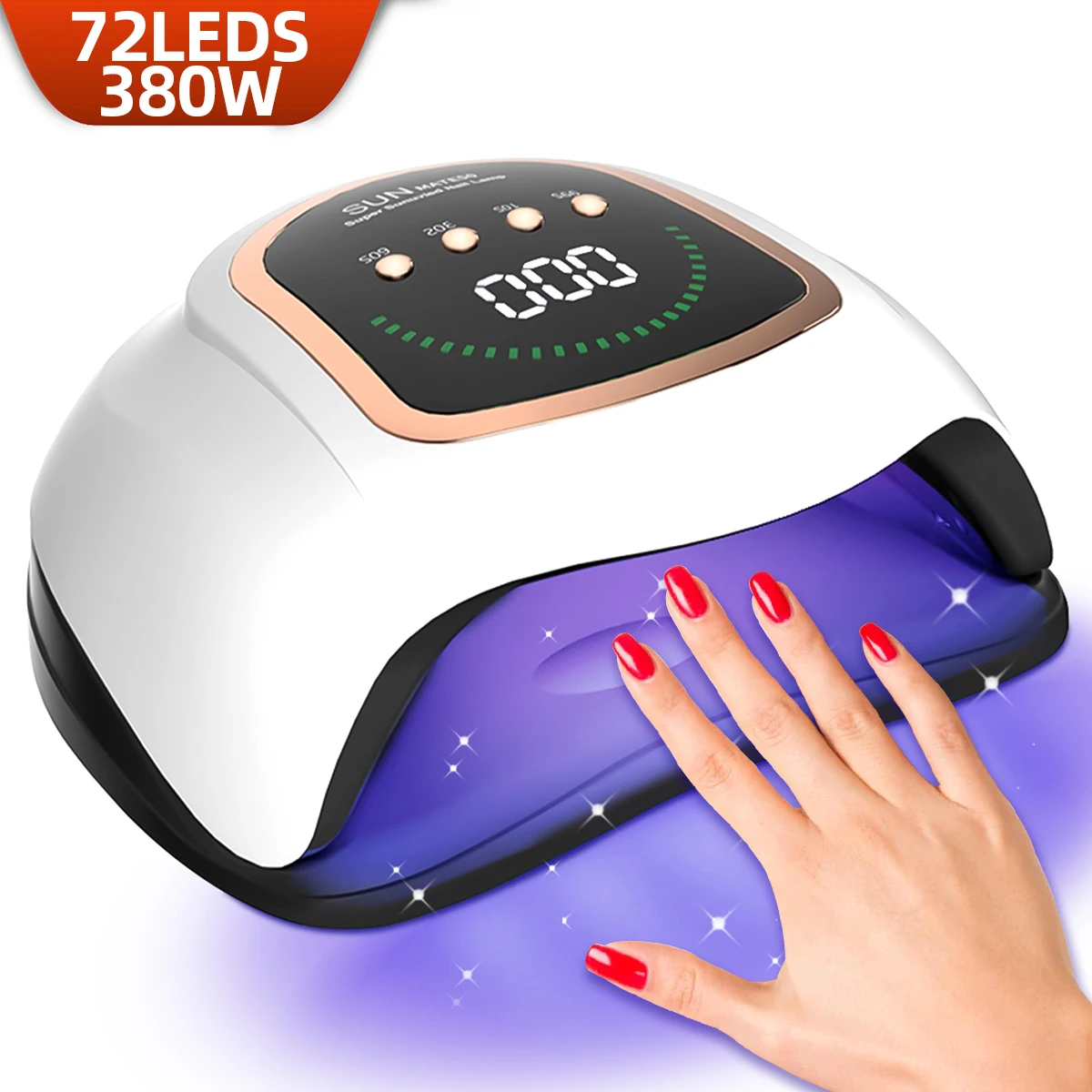 380W 72LEDS UV LED Nail Drying Lamp For Curing Gel Polish 4 Setting Timers UV Nail Lamp Professional Nail Light Automatic Sensor