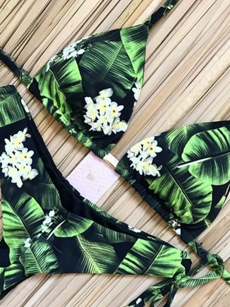 Bikini bandage con cuello halter para mujer, traje de baño sexy con push-up, bañador brasileño para playa y piscina de mujer 2019