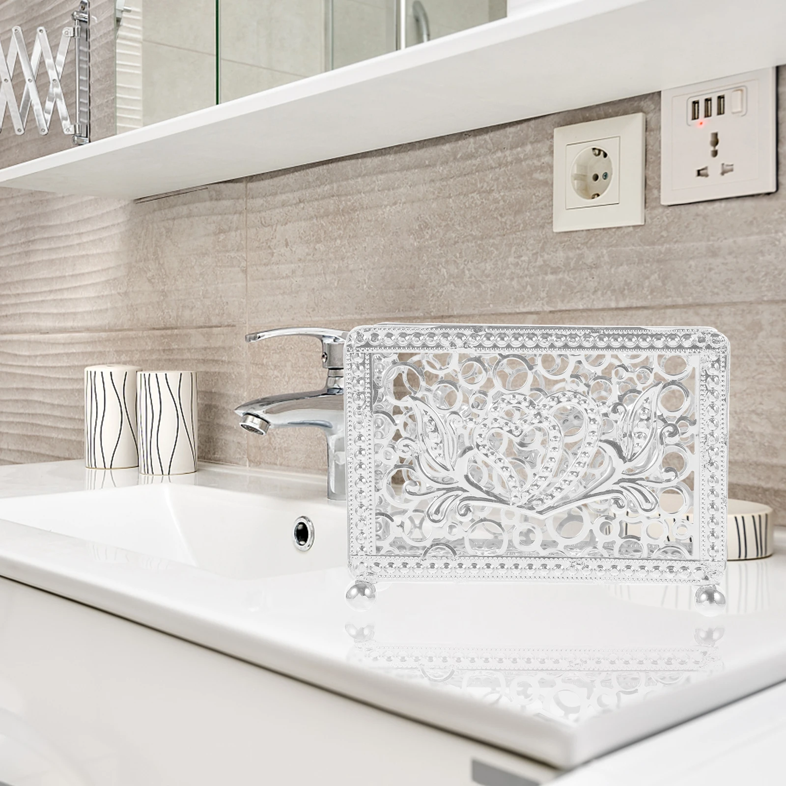 

Metal Napkin Holder Large Capacity Modern Stand For Kitchen Bathroom Bar Restaurant Table Decorative Towel Organizer Guest