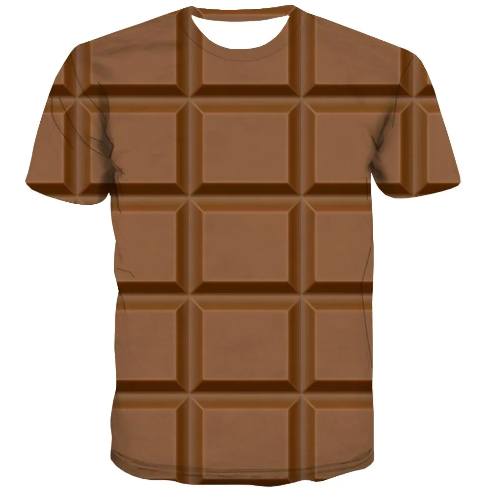 Funny Chocolate Food Cake 3D Print T-Shirts Men Women Casual Fashion Oversized Short Sleeve T Shirt Male Tees Tops Man Clothing