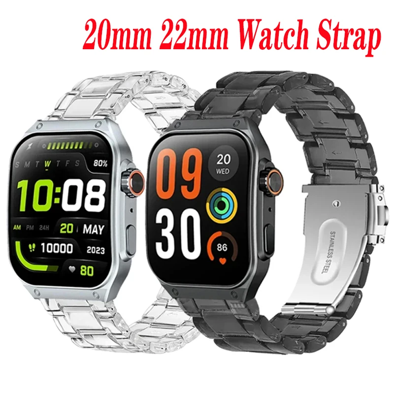 20mm 22mm Strap For Haylou Watch S8 Smart Watch For Haylou Watch R8/2Pro /GST Lite / RS4 Plus/LS12 Resin Clear Bracelet Correa