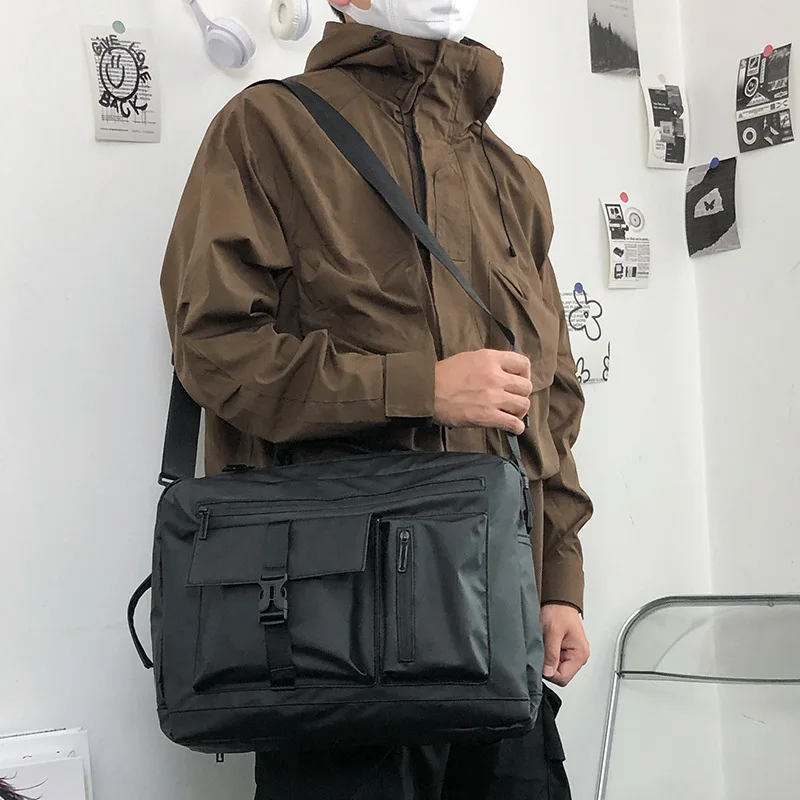 Streetwear Style Nylon Men Shoulder Bag Large Capacity Nylon Travel Crossbody Bags Casual Commuter School Men Laptop Backpack 가방