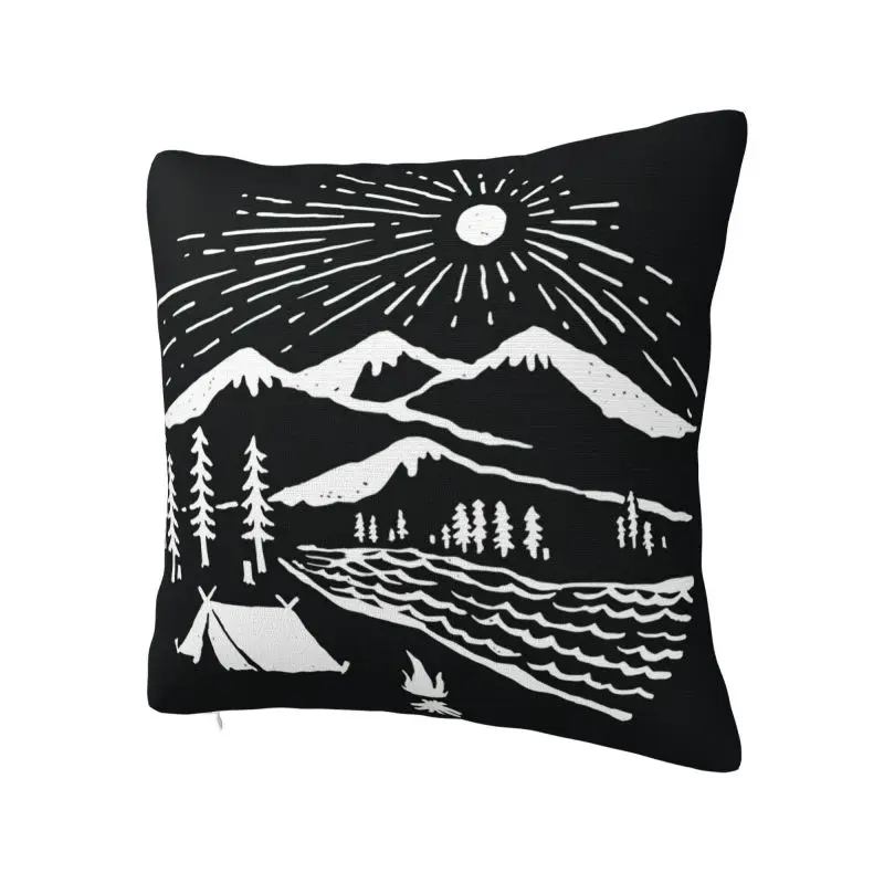 Camping Hiking Adventure Nature Nordic Throw Pillow Cover Home Decor Travel Hiking Cushions for Sofa