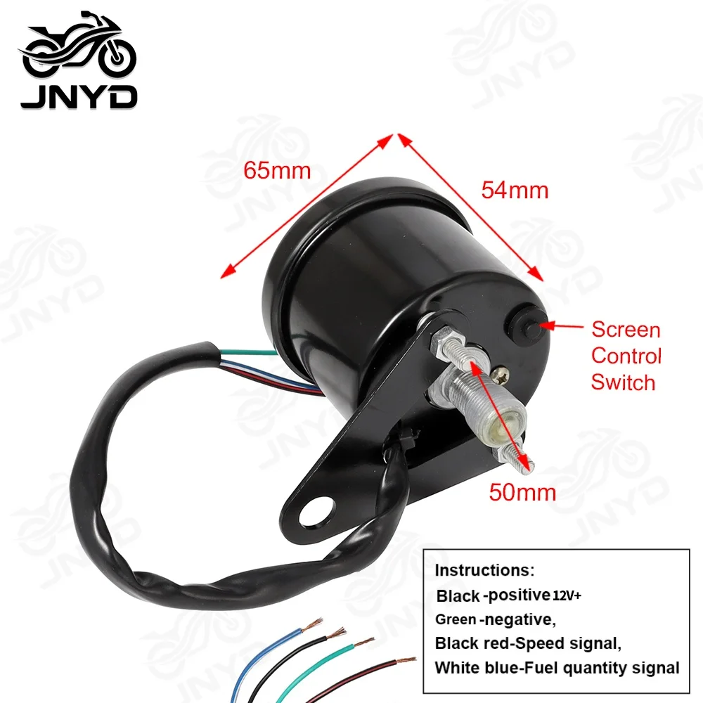 JNYD 7-Color Backlight Universal 12V Digital Motorcycle Speedometer Tachometer Odometer Speed KMH MPH Oil Level Gauge Tacho RPM