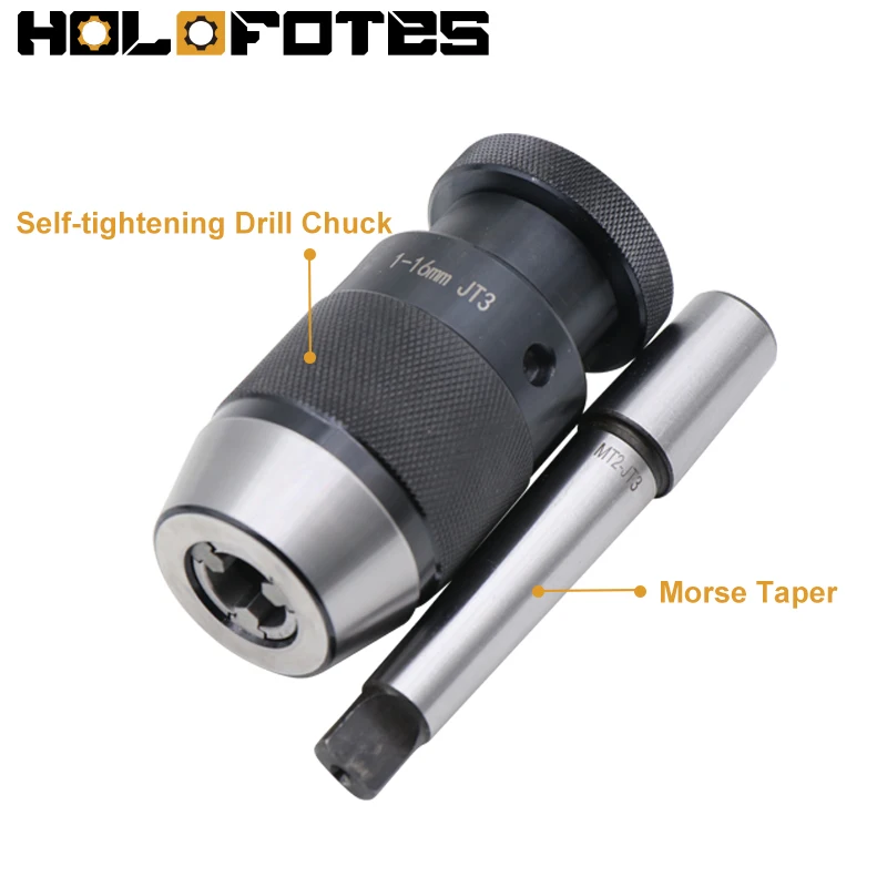 Morse Taper Arbor MT2 MT3 Heavy Duty Self-tightening Drill Chuck B18 B16 JT3 JT6 Clamping Range 1-16mm CNC Lathe Machine